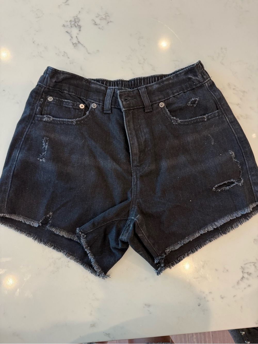 Women’s Black Distressed aerie Denim Shorts